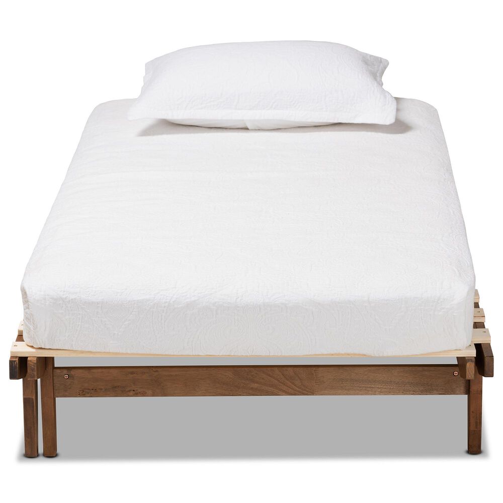 Baxton Studio Hiro Expendable Twin to King Bed Frame in Walnut Brown, , large