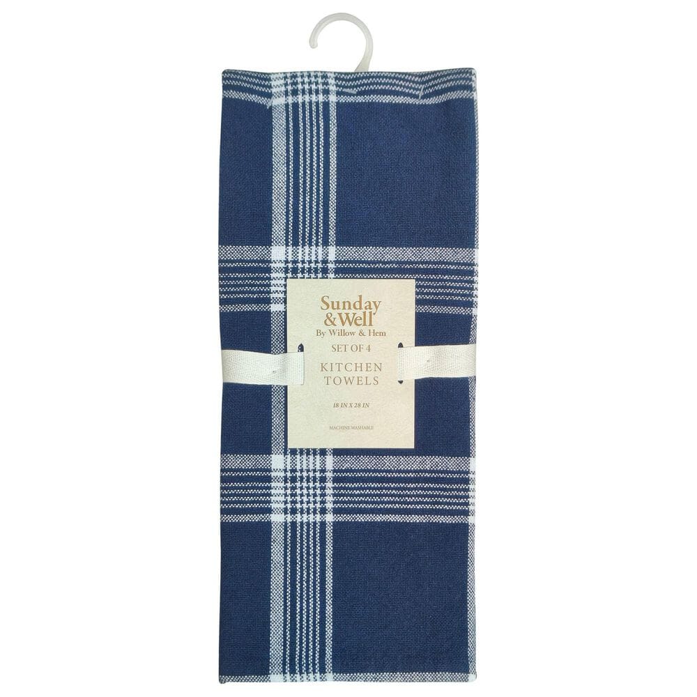 Willow &amp; Hem Nantucket Kitchen Towel in Navy (Set of 4), , large