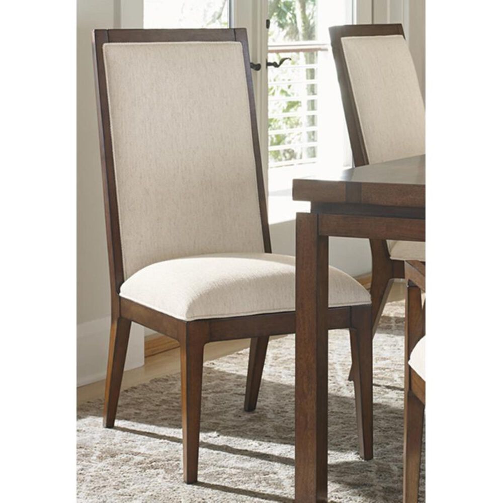 Tommy Bahama Home Island Fusion Side Chair with Ivory Upholstered in Dark Walnut, , large