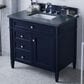 James Martin Vanities Brittany 36" Single Bathroom Vanity in Victory Blue with 3 cm Charcoal Soapstone Quartz Top and Rectangle Sink, , large