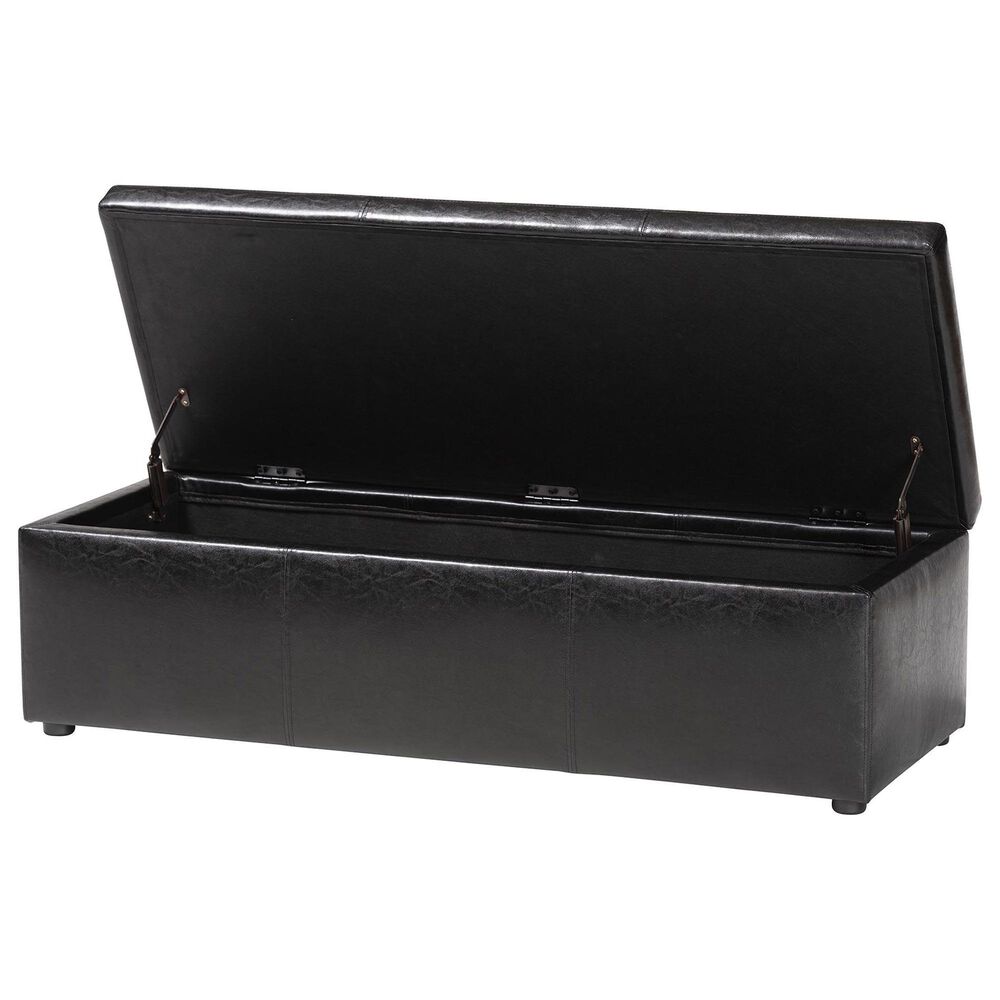 Baxton Studio Dennehy Storage Ottoman in Black, , large