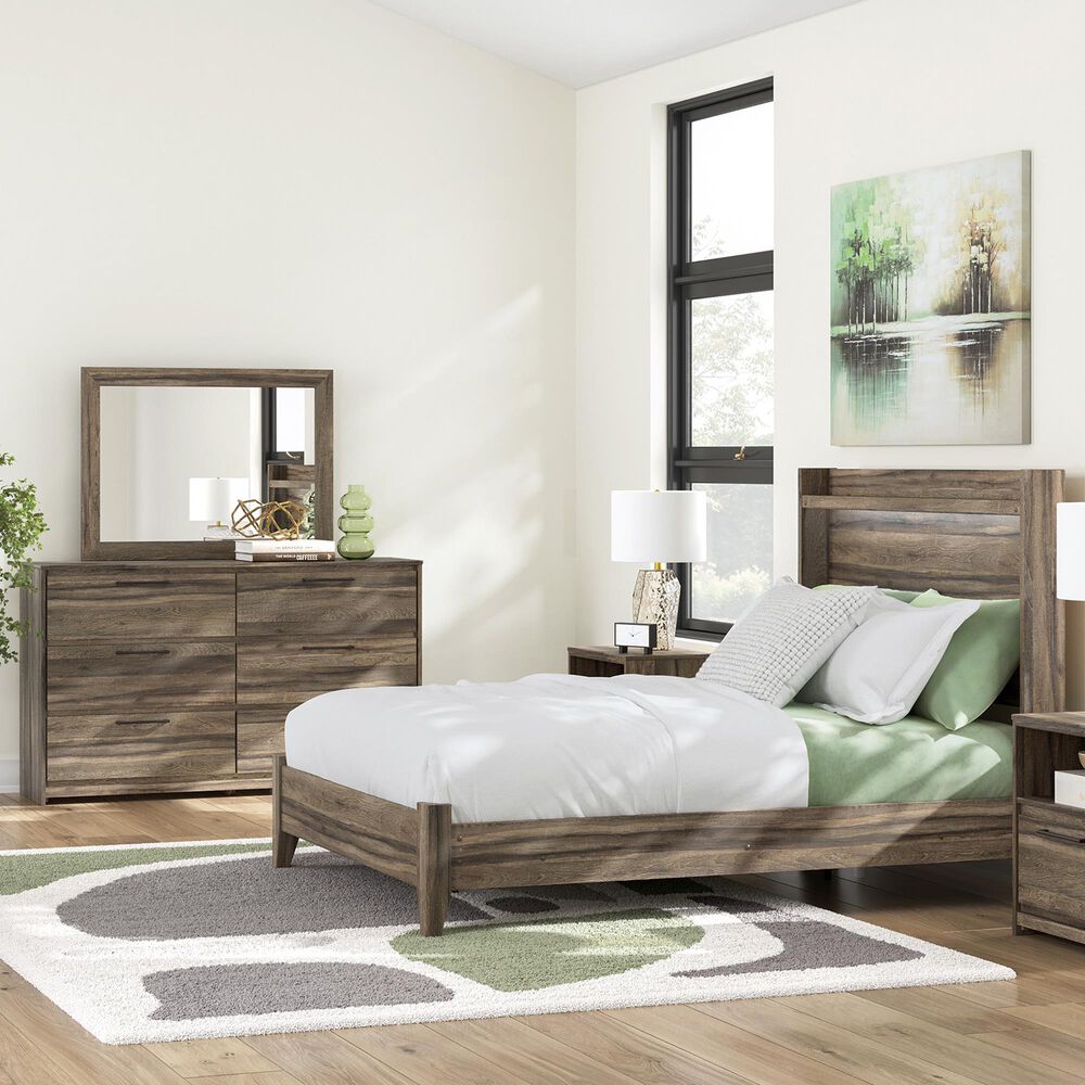 Ashley Elbrim 3-Piece Full Panel Bedroom Set in Weathered Brown, , large