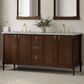 James Martin Kinnsden 72" Double Bathroom Vanity in Sable Oak with 3 cm Victorian Silver Silestone Top and Rectangular Sinks, , large