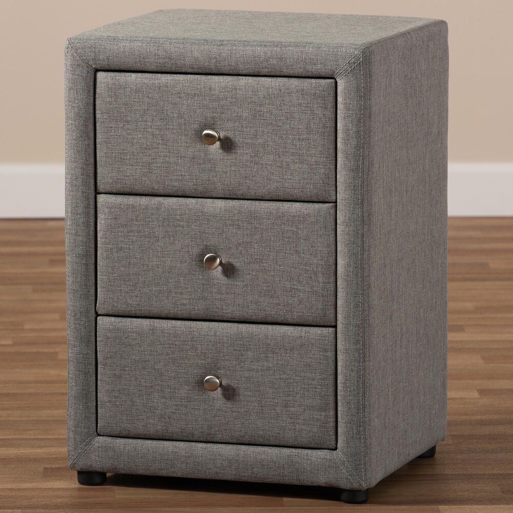 Baxton Studio Tessa 3-Drawer Nightstand in Grey, , large