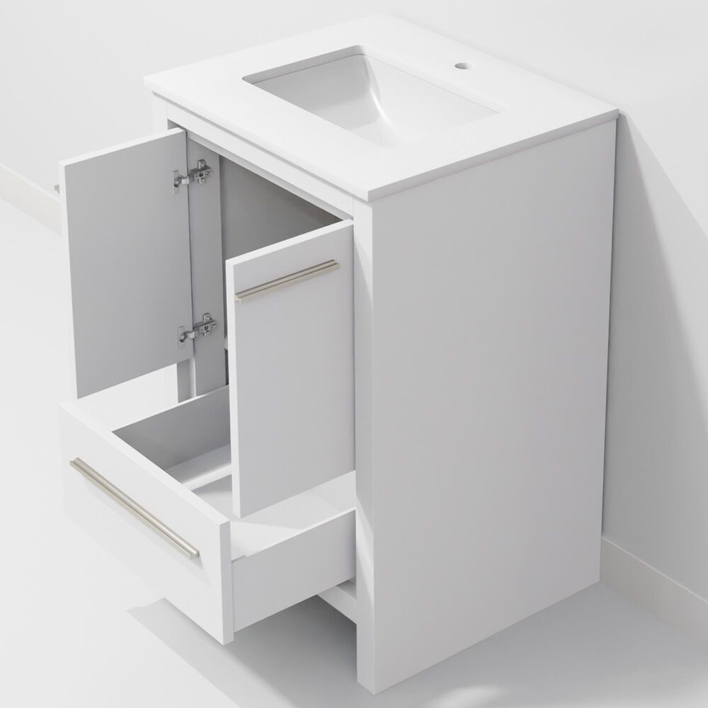 Lexora Home Lafarre 24" Single Bathroom Vanity in White with 2 cm White Quartz Top and Rectangular Sink, , large