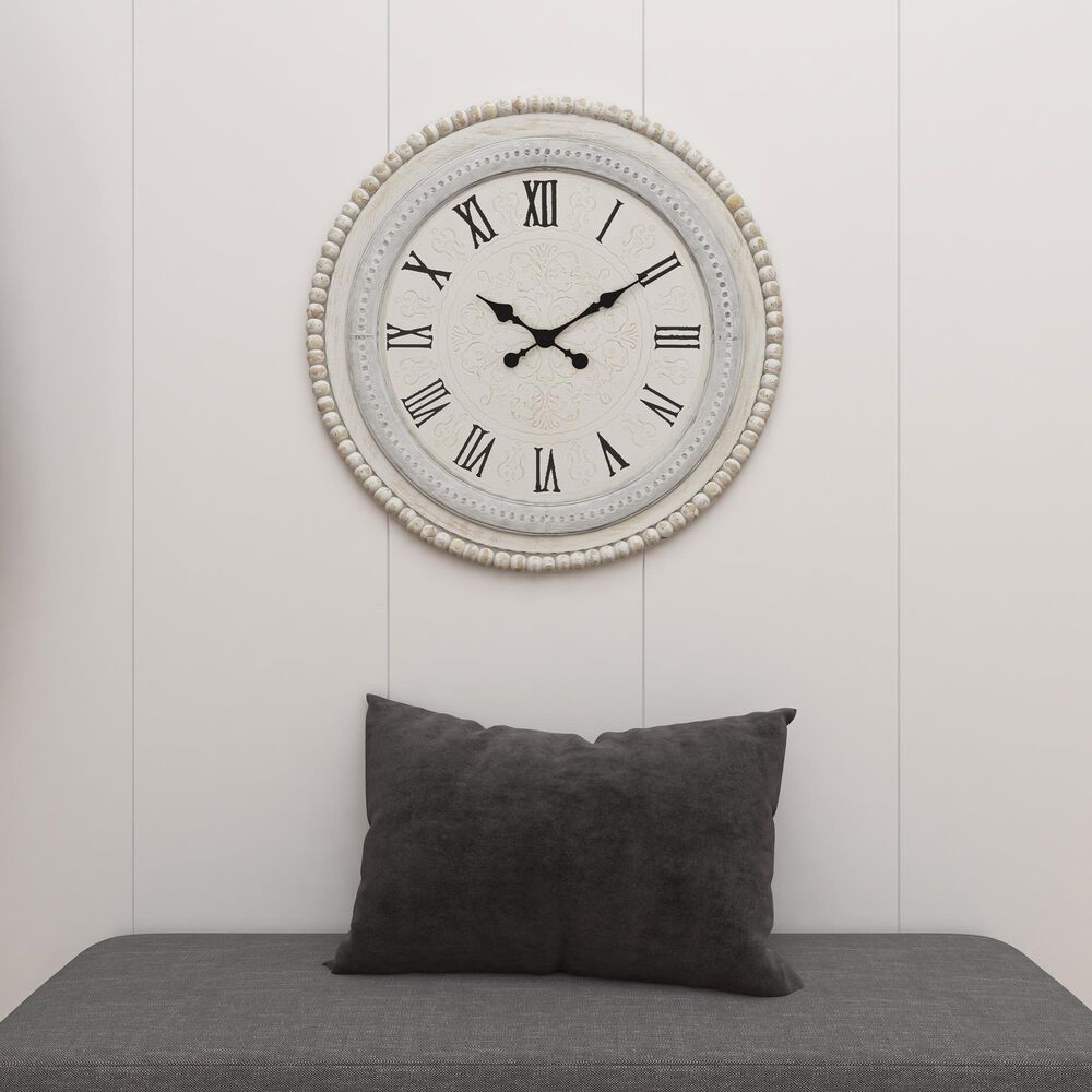 Maple and Jade 22&quot; Wall Clock in White, , large