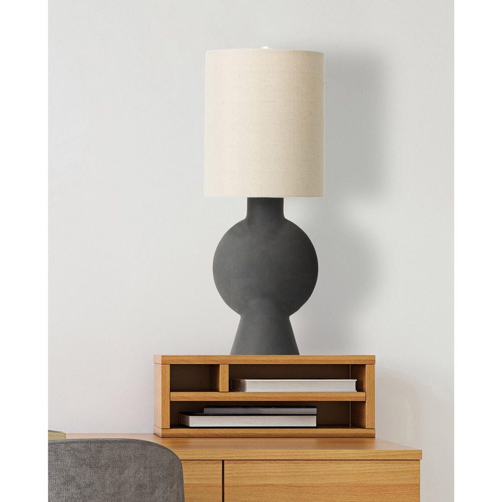 Creative Coop Amara Sculptural Terracotta Table Lamp in Matte Black, , large