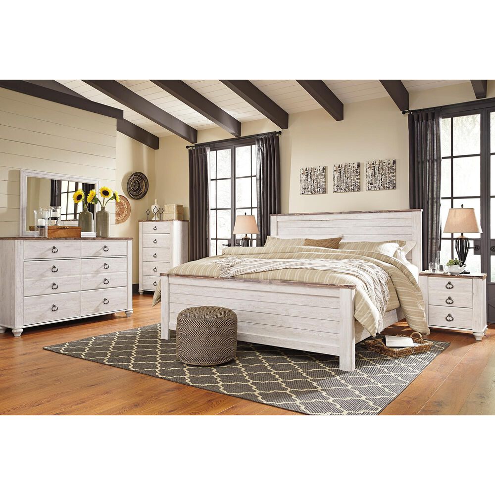 Signature Design by Ashley Willowton King Panel Bed in Whitewash, , large