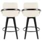LumiSource Cosmo 26" Swivel Counter Stool with Cream Upholstery in Black (Set of 2), , large