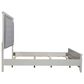 Belle Furnishings Reflections King Upholstered Bed with Two Nightstands in Pearl White and Rhinestone, , large