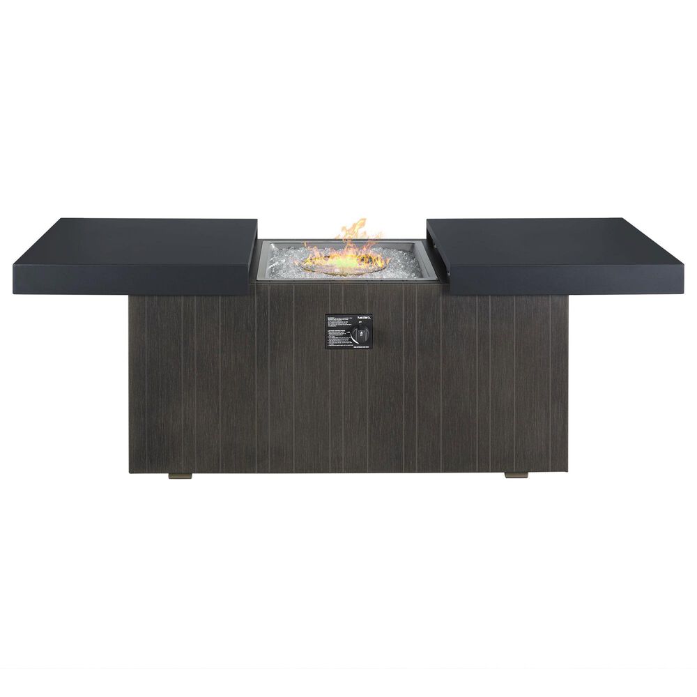 Plank and Hide Rectangular Functional Fire Pit in Wenge and Black, , large