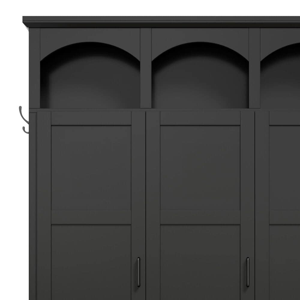HOMLUX 5-Hook Hall Tree with 3 Hidden Storage in Black and Walnut, , large