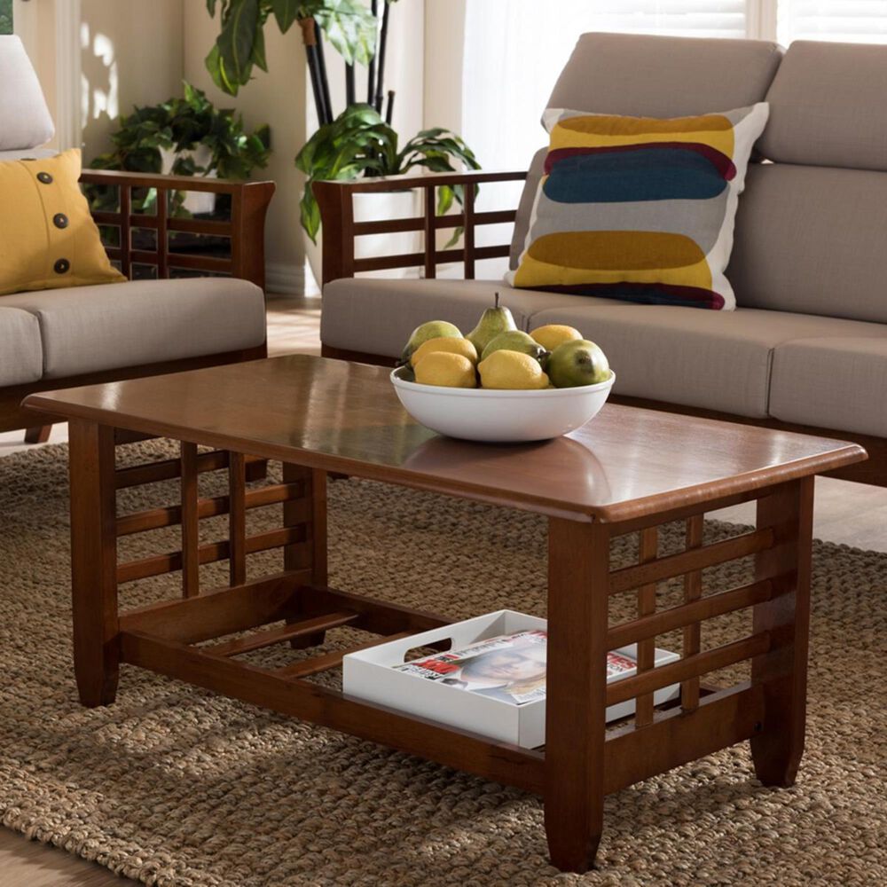Baxton Studio Larissa Coffee Tables in Cherry Brown, , large