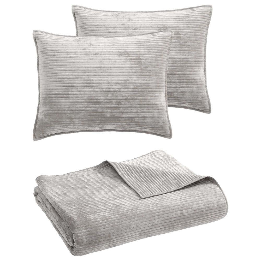 Hallmart Collectibles Reese 3-Piece King Coverlet Set in Gray, , large