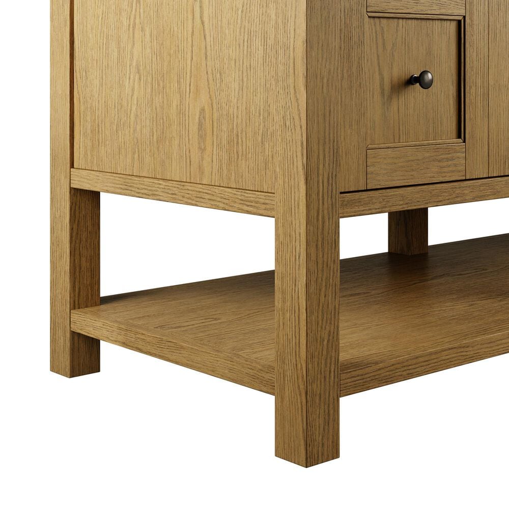 James Martin Breckenridge 84" Double Bathroom Vanity in Light Natural Oak with 3 cm Eternal Jasmine Pearl Top and Rectangular Sinks, , large