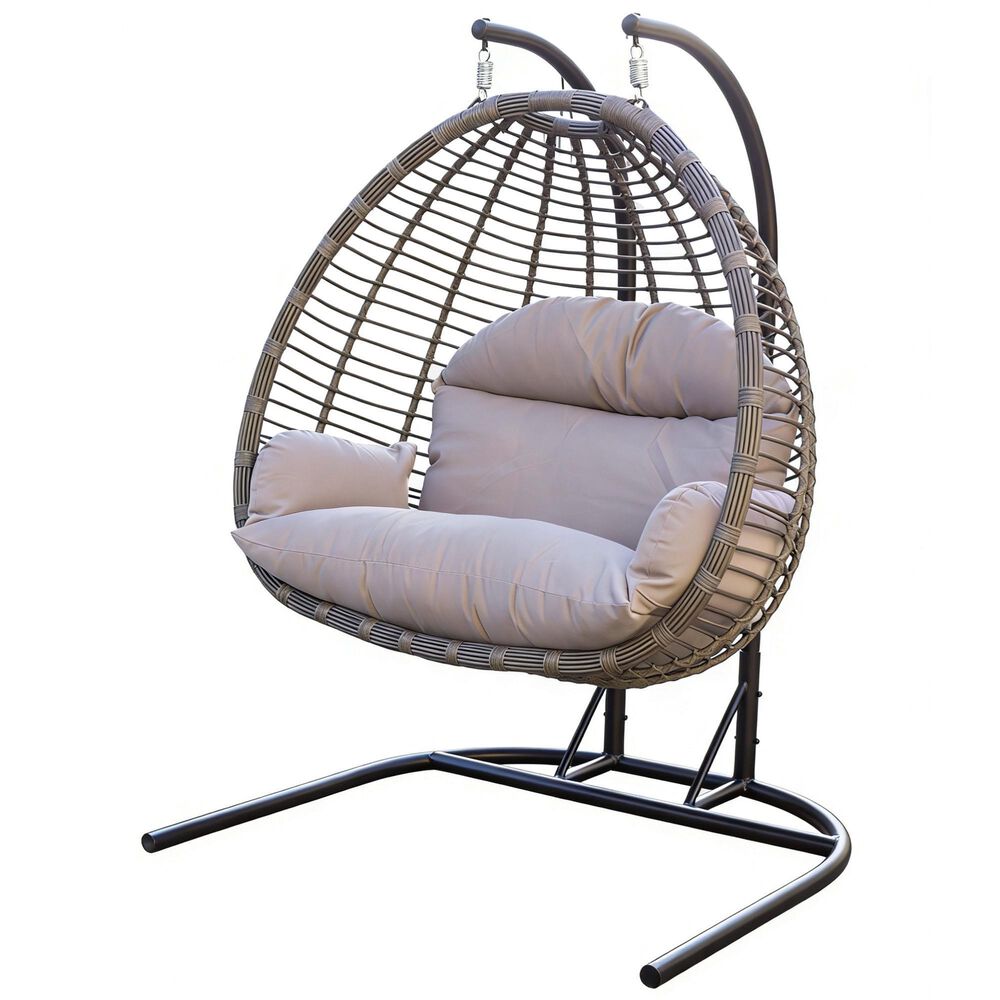 GatherCraft Double Basket Chair in Black Lava, , large