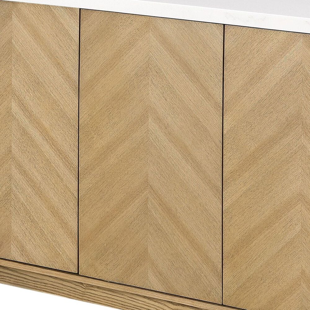 Furniture of America Nayel 3-Door Genuine Marble Top Server in Natural, , large