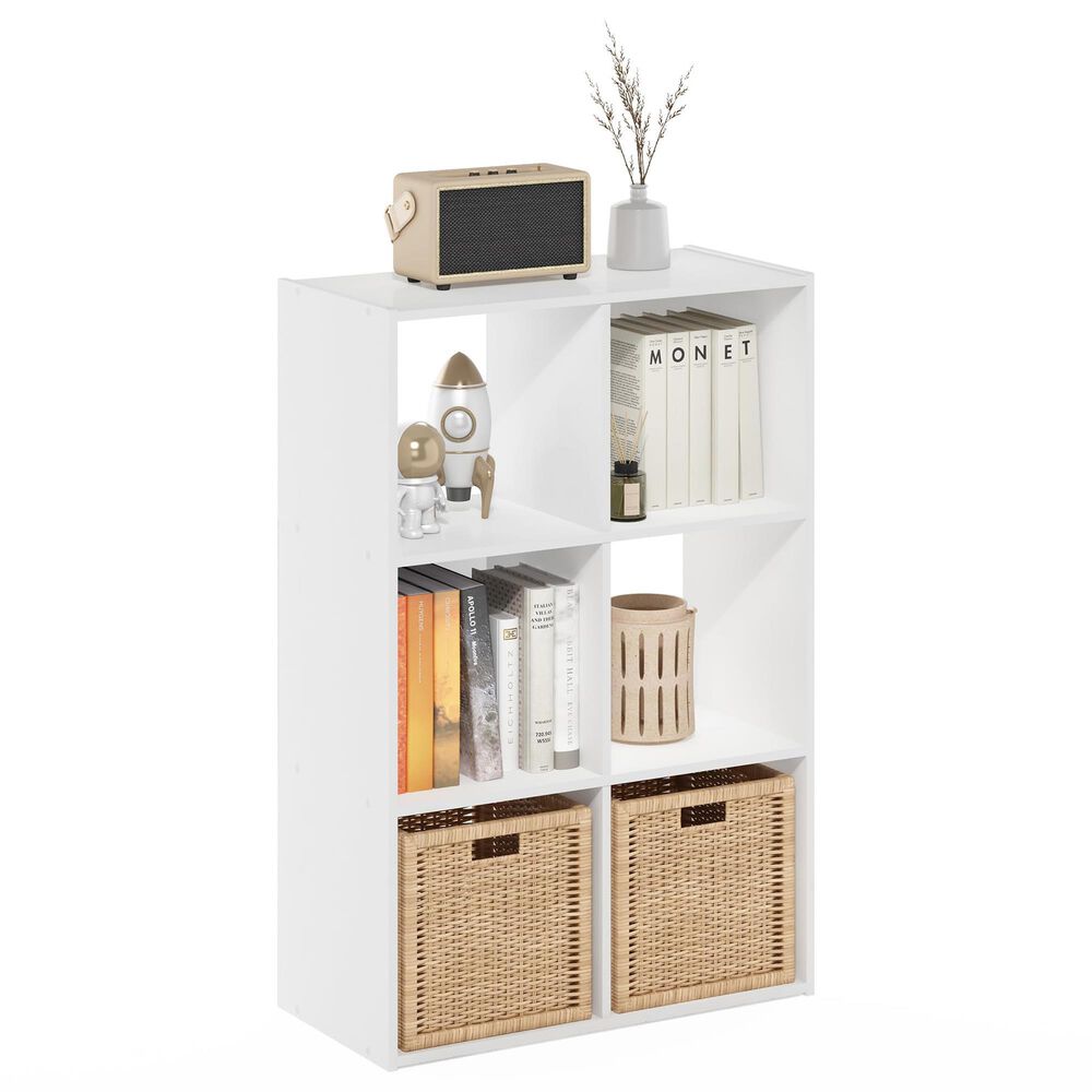HOMLUX 6-Cube Cubic Storage Organizer Bookcase in White, , large
