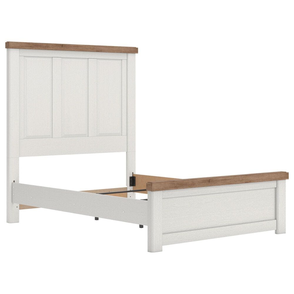 Ashley Savonport Modern Farmhouse Full Panel Bed in White and Brown, , large