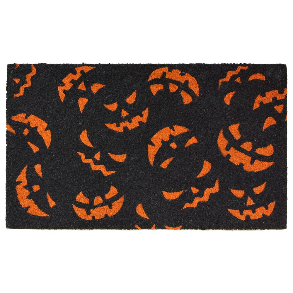 Callaway Scary Pumpkins  1"5" x 2"5" Black and Orange Door Mat, , large