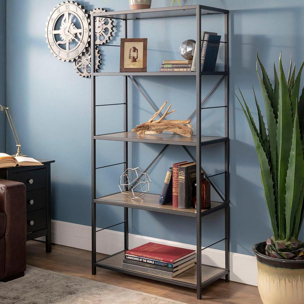 Walker Edison 63" Bookcase in Driftwood Nebraska Furniture Mart