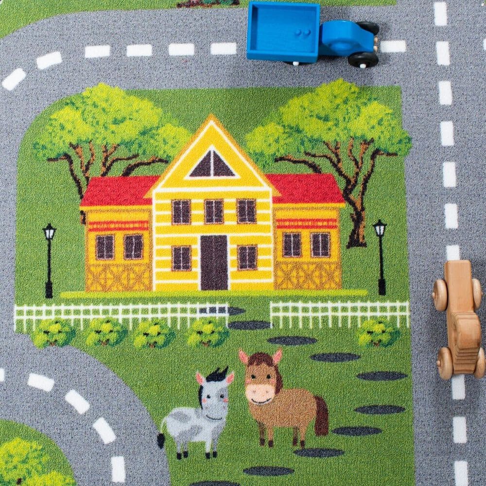 Safavieh Kids Playhouse 5&#39; Square Dark Green and Light Grey Rug, , large