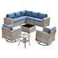 HOMLUX 9-Piece Wicker Sectional Patio Furniture Set in Denim Blue, , large