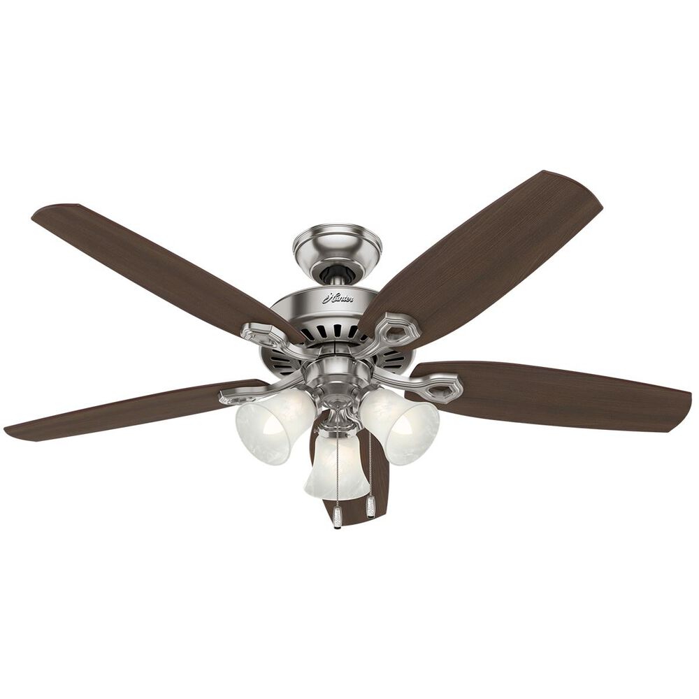 Hunter Builder Plus Ceiling Fan with Light Kit in Brushed Nickel, , large