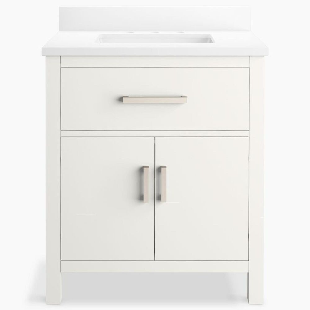 Kohler Kresla 30" Single Bathroom Vanity in White with 3 cm White Quartz Top and Rectangular Sink, , large