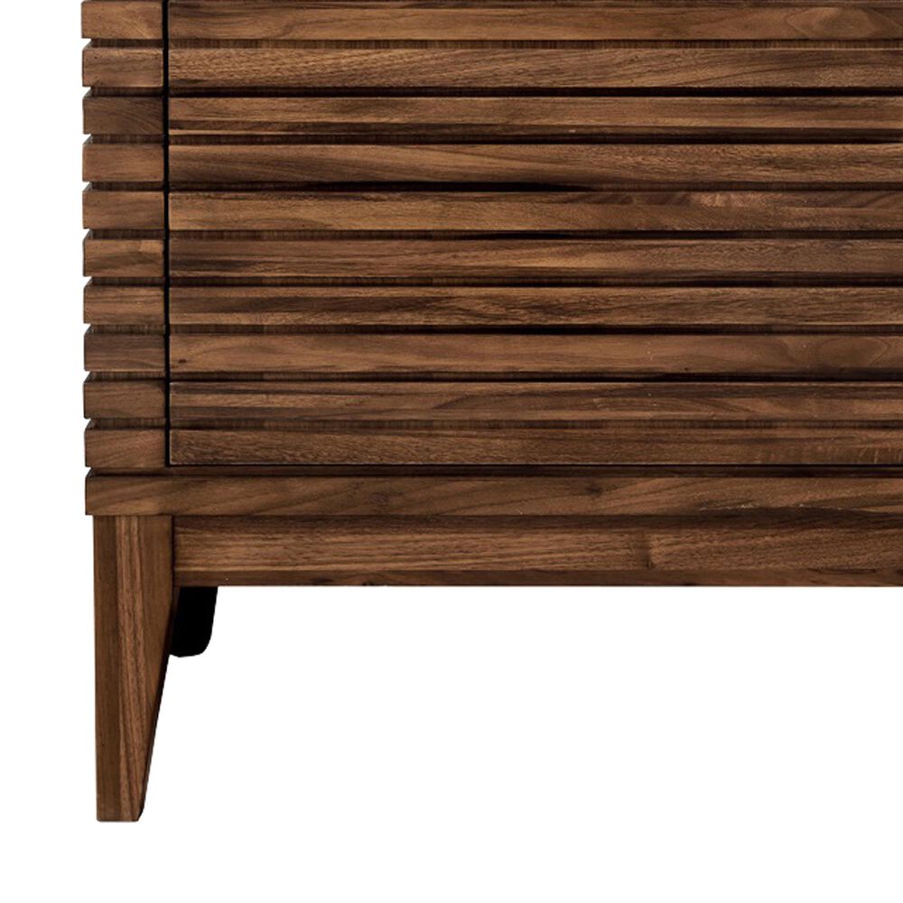 James Martin Vanities Linear 36&quot; Single Bathroom Vanity in Mid Century Walnut with 13 cm Glossy White Solid Surface Top and Rectangular Sink, , large