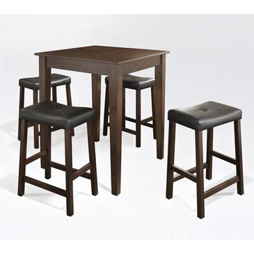 Crosley Furniture 5-Piece Pub Set with Saddle Stools in Vintage Mahogany, , large