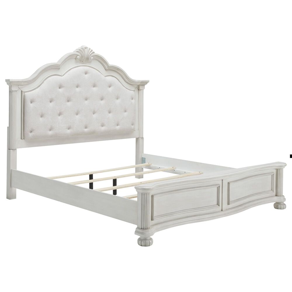 Ashley Montelaine King Upholstered Panel Bed in Antique White, , large