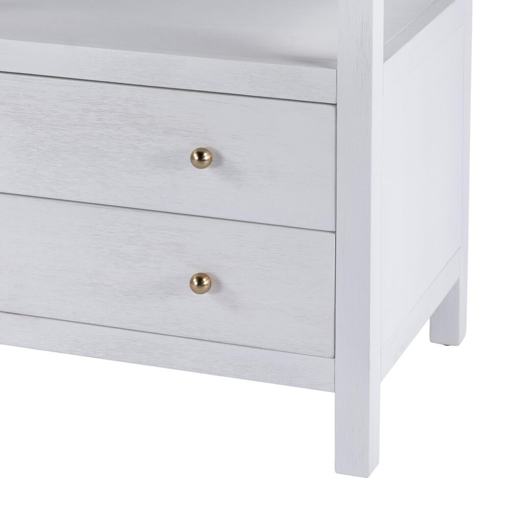 Butler Specialty Company Nora 2-Drawer Wide Nightstand with Open Shelf in Textured White, , large