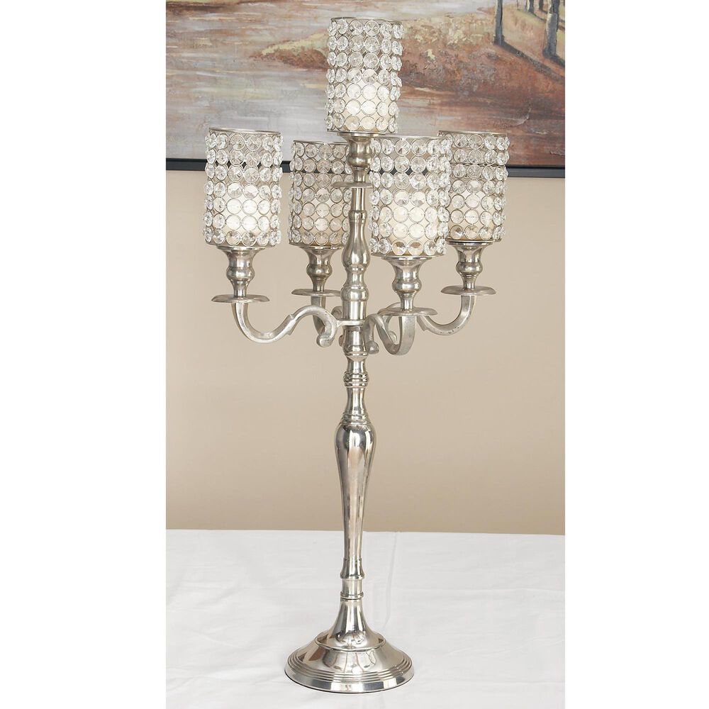 Maple and Jade 15&quot; x 29&quot; Hurricane Lamp in Silver, , large