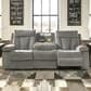 Ashley Mitchiner Manual Recliner Sofa with Drop Down Table in Fog, , large