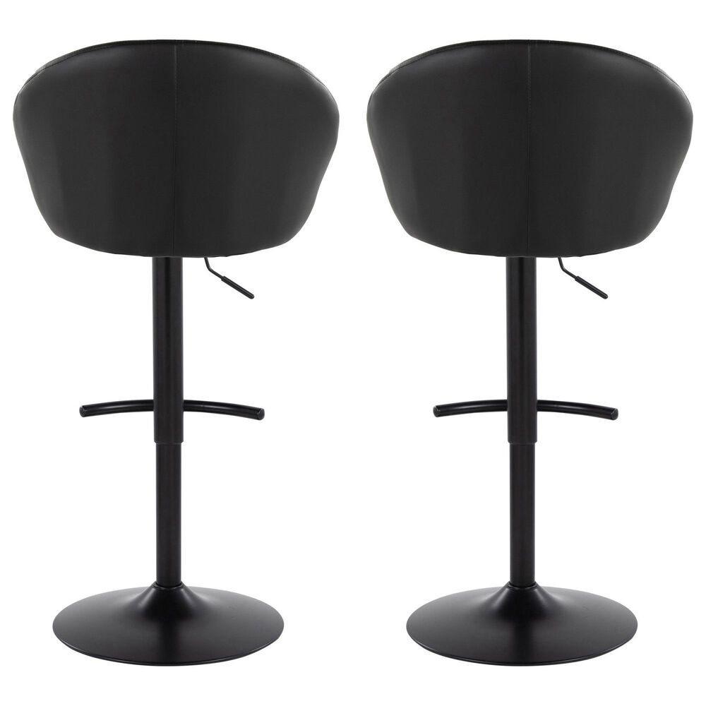 LumiSource Matisse Adjustable Swivel Barstool with Black Faux Leather Upholstery in Black (Set of 2), , large