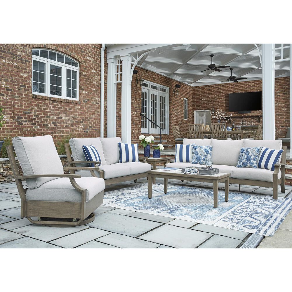Ashley Rainier 4-Piece Patio Conversation Set in Beige, , large