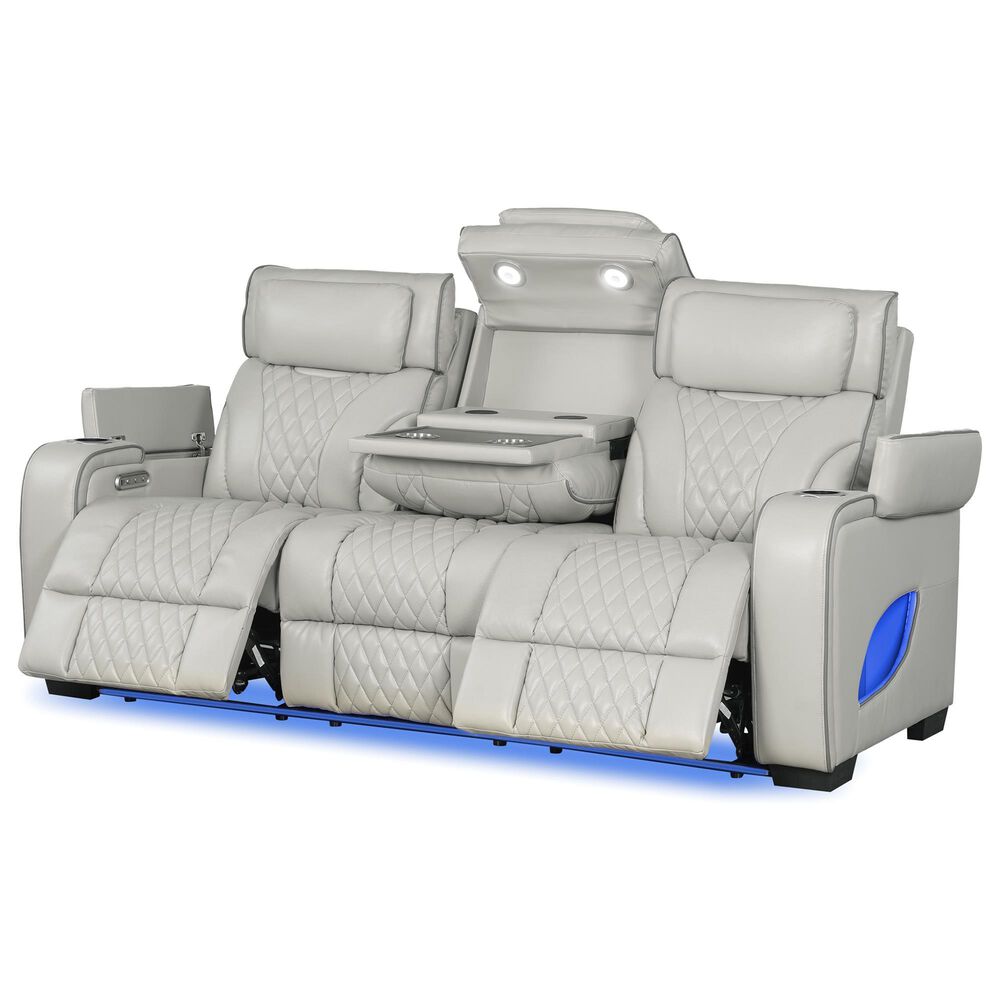 Titanic Furniture All Star Power Reclining Sofa with Power Headrest in Gray, , large