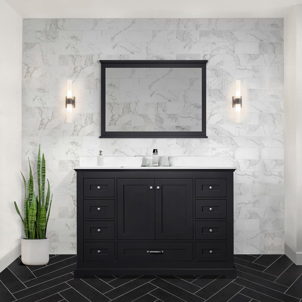 Lexora Home Dukes 48&quot; Single Bathroom Vanity in Espresso with 2 cm White Cultured Marble Top and Rectangular Sink, , large