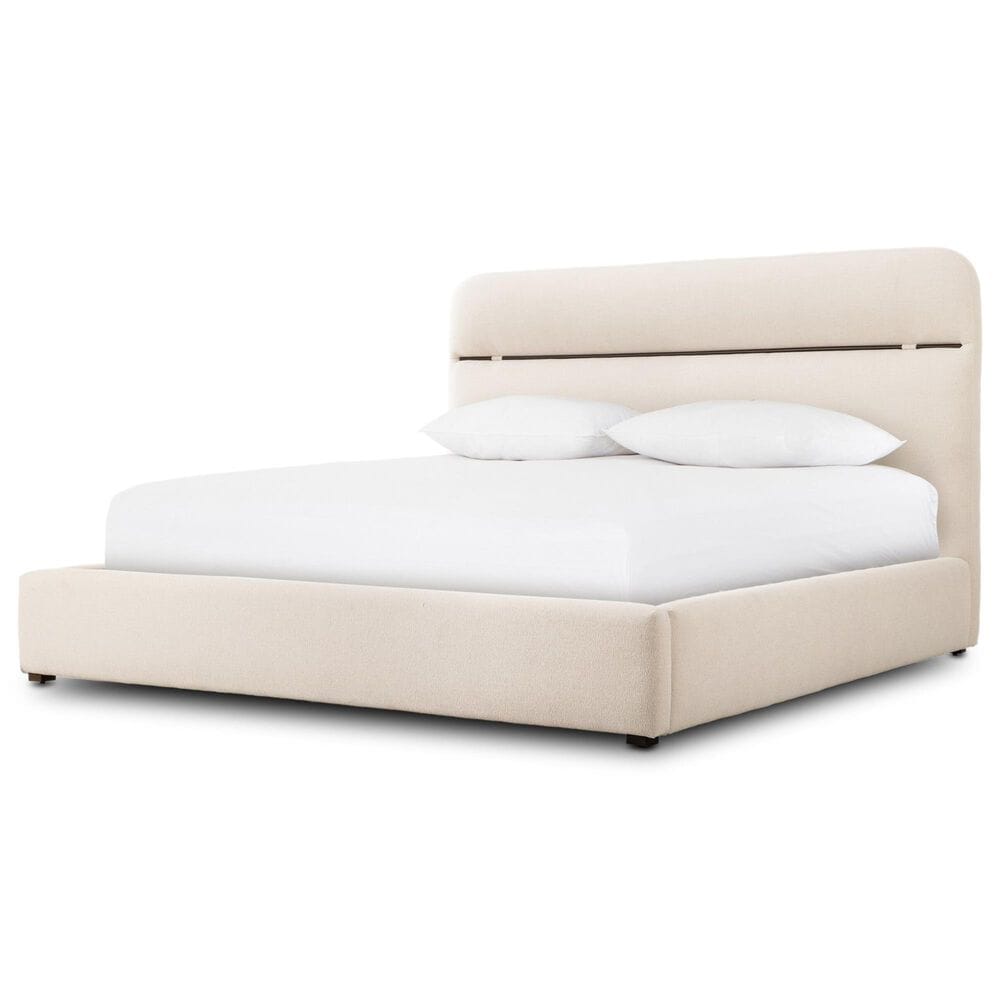 Four Hands Elodie King Platform Panel Bed in White, , large