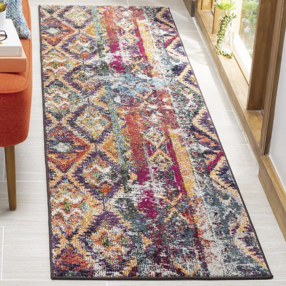 Safavieh Monaco MNC264V 2&#39;2&quot; x 8&#39; Purple and Orange Runner, , large