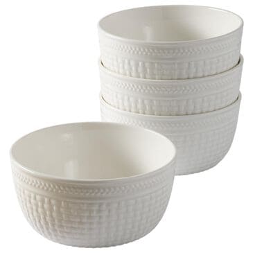 Gibson Overseas, Inc Basket Weave 6" Cereal Bowl in White (Set of 4), , large