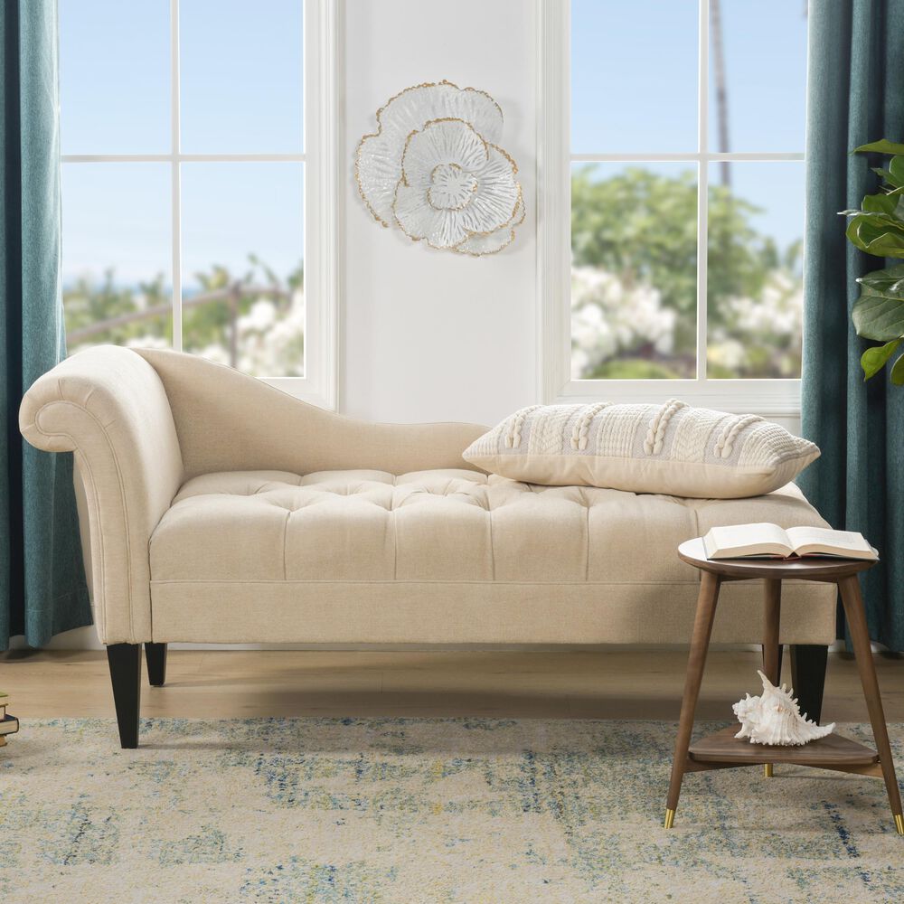 Jennifer Taylor Home Harrison Tufted Roll Arm Chaise Lounge Beige NFM