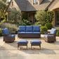 Sunwell Garden 5-Piece Patio Conversation Set with Swivel Chairs in Navy, , large