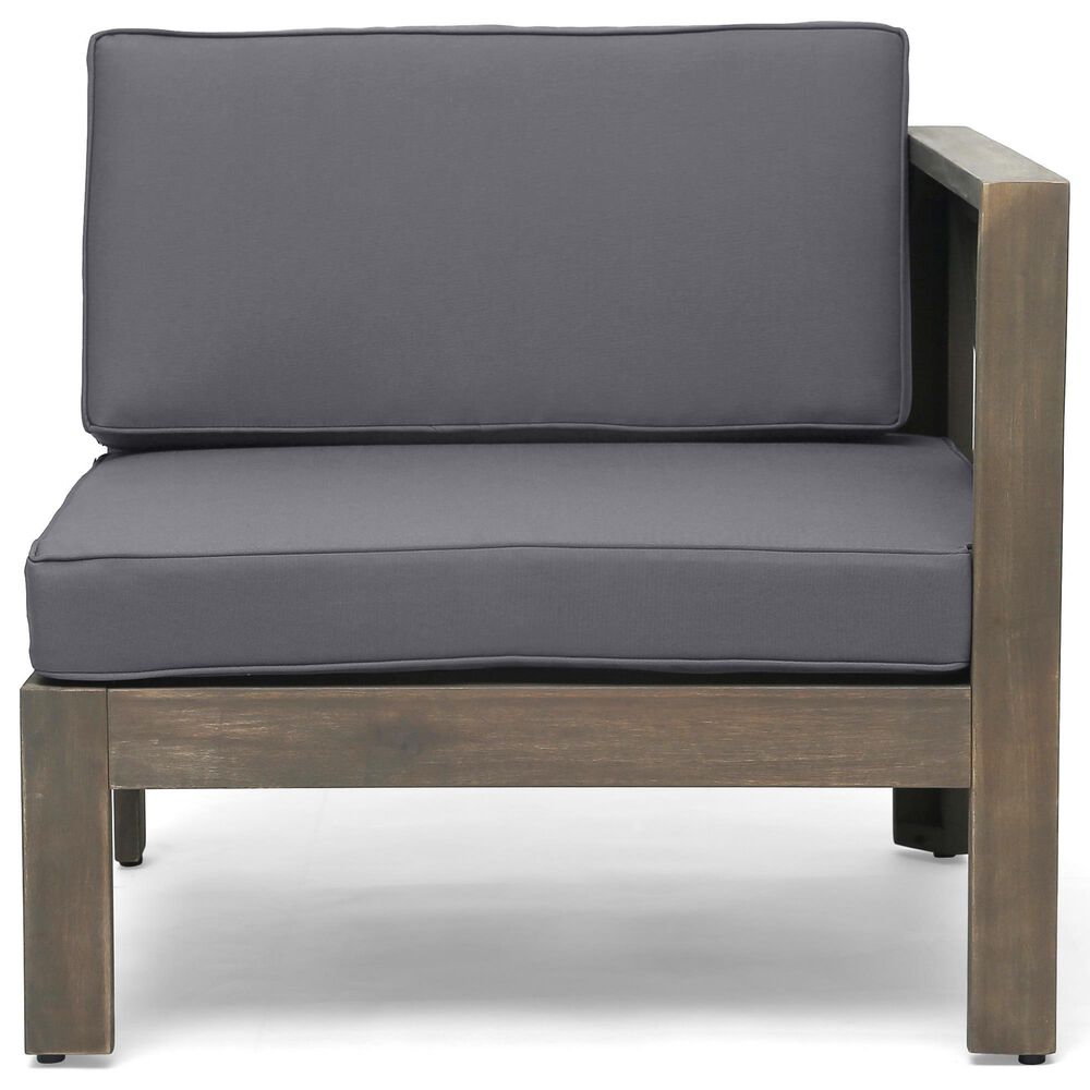 Hearth and Haven Alcove 5-Piece Outdoor L-Shape Sectional Set with Dark Grey Cushion in Teak, , large