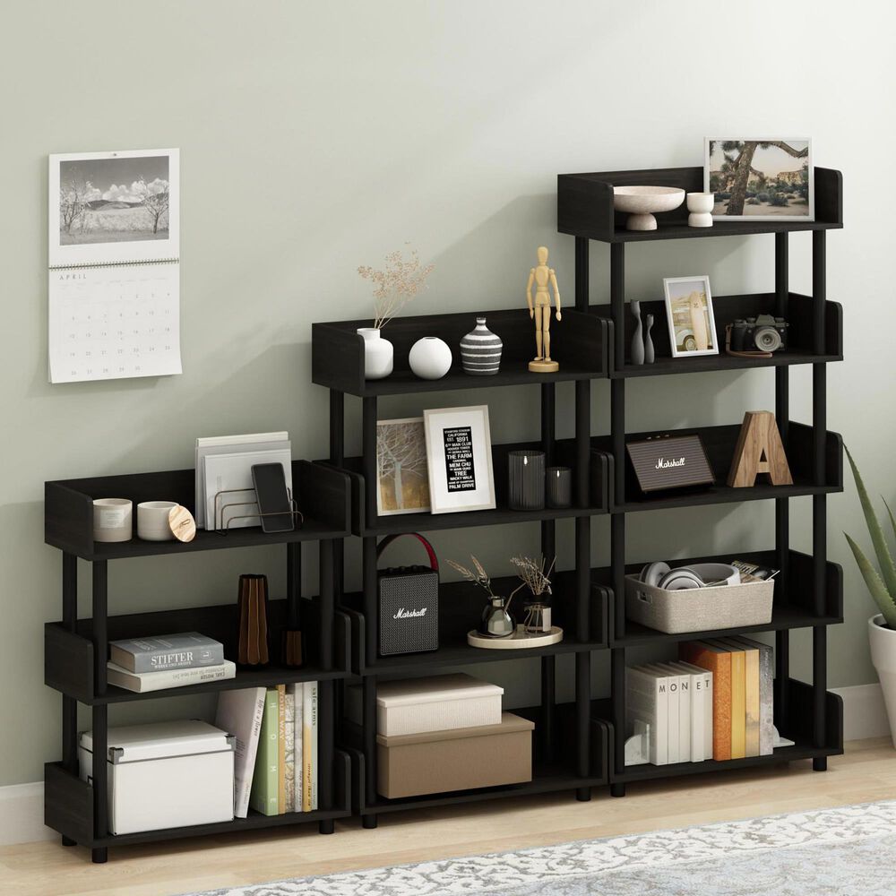 HOMLUX Turn-N-Tube 3-Tier Open Display Storage Bookshelf in Espresso, , large
