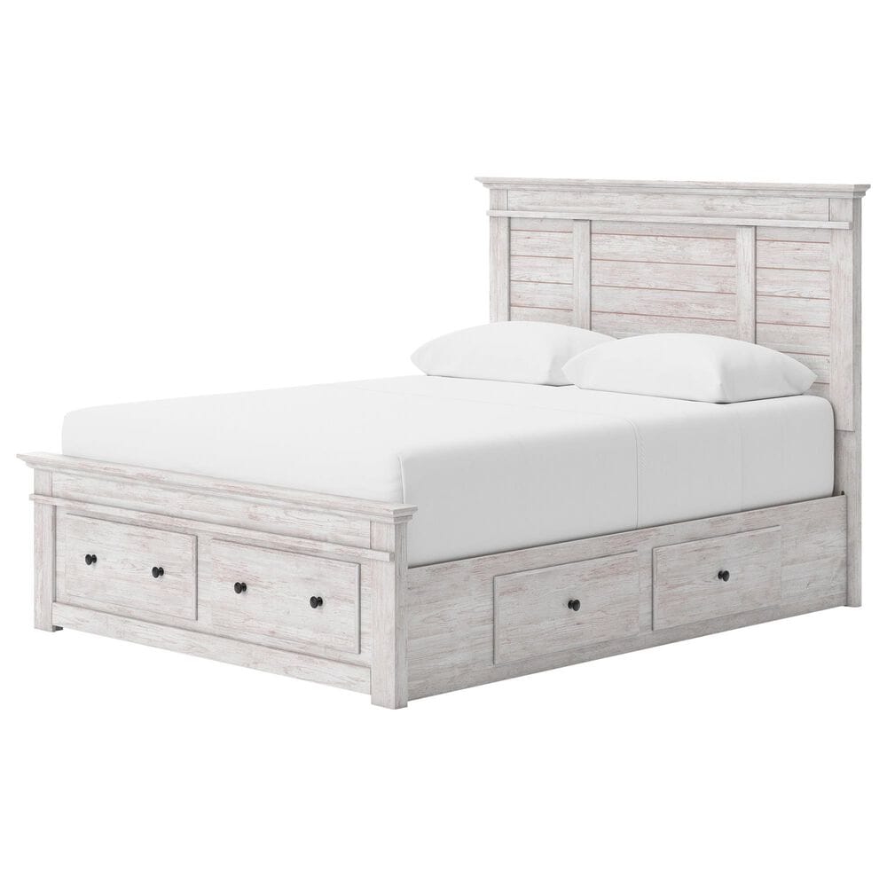 Ashley Makidern Queen Storage Bed with Six Drawers in Whitewash, , large