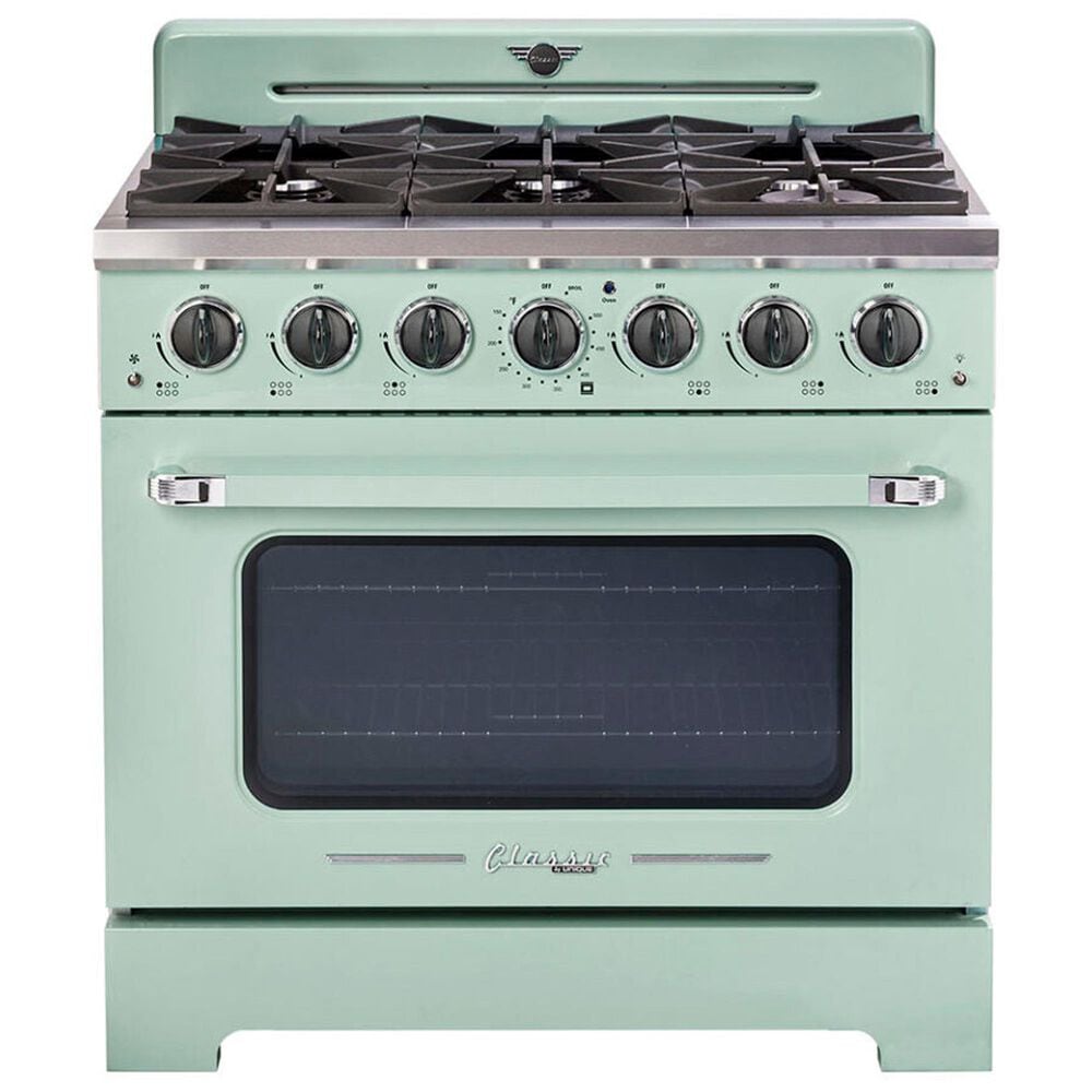 Unique Appliances Classic Retro 36" Pro Convection Gas Range in Summer Mint Green, , large