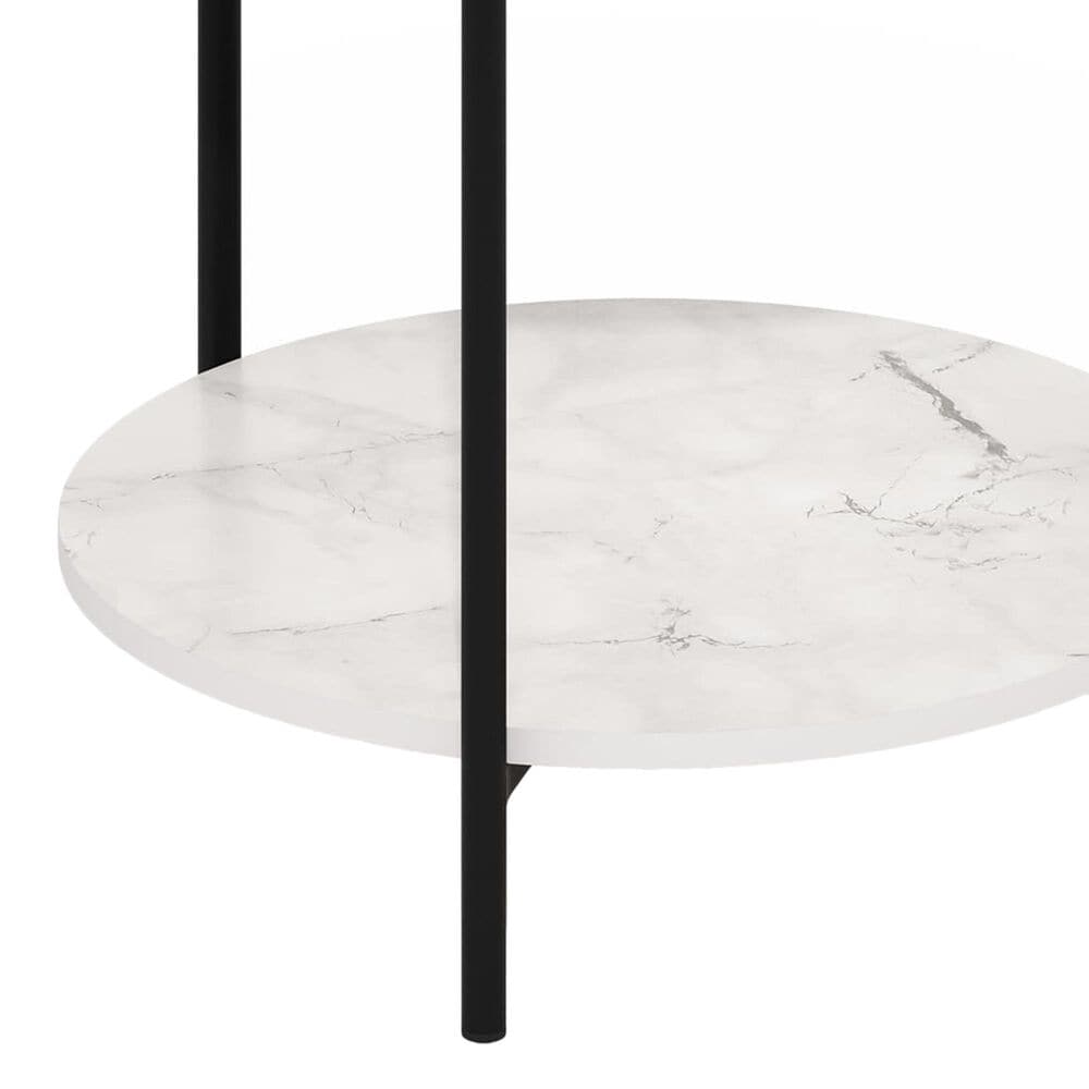 HOMLUX 2-Tier Side End Table in Marble White and Black, , large