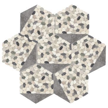 Dal-Tile Pebble Oasis Harbor 12" x 10" Tri-Hexagon Natural Stone Mosaic Sheet, , large